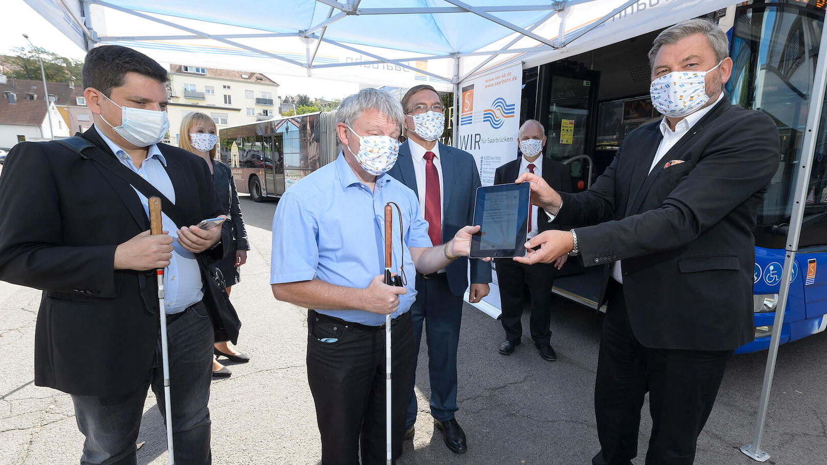 Auftaktveranstaltung des Pilotprojektes am 9.9.2020 am Busbetriebshof in Saarbrücken.