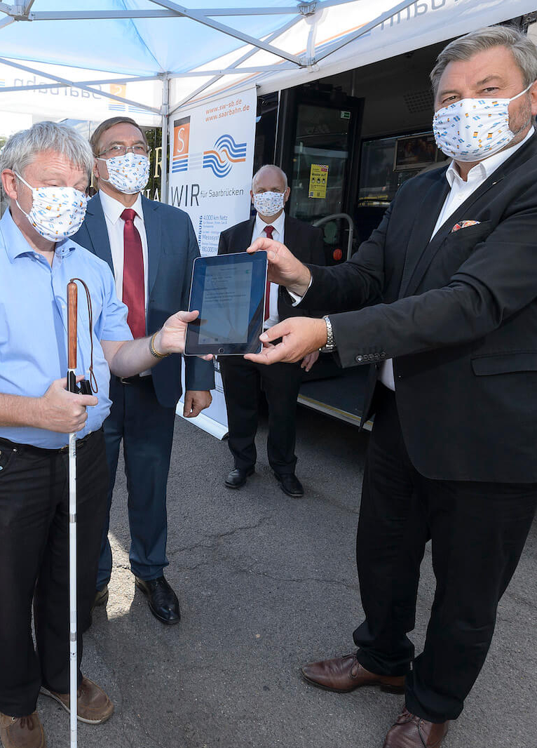 Auftaktveranstaltung des Pilotprojektes am 9.9.2020 am Busbetriebshof in Saarbrücken.