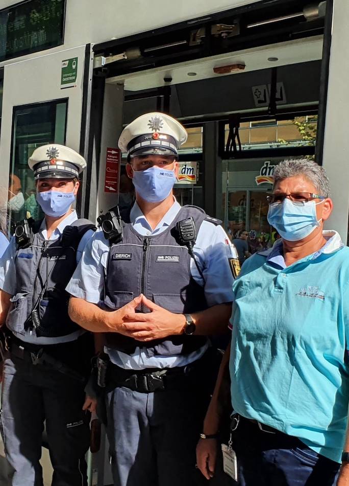 Schwerpunktrolle der Maskenpflicht in Mannheim.